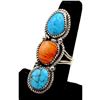 Image 5 : Navajo Orange Spiny Turquoise Statement Ring Sz 8 Yazzie