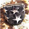 Image 1 : Navajo Stars Ring Size 10 Sand Cast Tufa Cast Sterling Silver K Yazzie