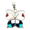 Image 1 : Zuni Inlay Butterfly Pendant Sterling Silver Dishta
