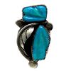 Image 3 : VTG Zuni Turquoise Carvel Leaf l Ring Sz 7 Sterling Silver Signed