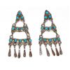 Image 2 : Zuni Turquoise Dangle Earrings Sterling Silver M. Dishta Native American