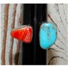 Image 1 : Navajo Turquoise Orange Spiny Ring Sz 7.5 Adjustable Sterling Silver J Long