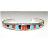 Image 1 : Zuni Inlay Turquoise Coral Bracelet Sterling Native American D. Luna