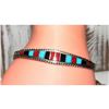 Image 4 : Zuni Inlay Turquoise Coral Bracelet Sterling Native American D. Luna