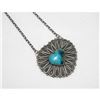 Image 1 : Navajo Kingman Turquoise Heart Bar Necklace Sterling Silver Native G. James