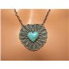 Image 3 : Navajo Kingman Turquoise Heart Bar Necklace Sterling Silver Native G. James