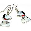 Image 1 : Zuni SNOOPY Earrings Peanuts Sterling Silver Inlaid Stone Character Zunitoon