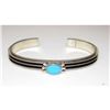 Image 5 : Navajo Sterling Turquoise Stacker Bracelet D. Yazzie Native American
