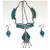 Image 1 : VTG Zuni Turquoise & Sterling Silver Dangle Necklace and Earrings Set