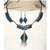 Image 2 : VTG Zuni Turquoise & Sterling Silver Dangle Necklace and Earrings Set