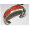 Image 1 : Navajo Red Orange Spiny Inlay Stacker Cuff Bracelet Sterling R. Begay