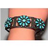 Image 6 : Old Pawn Zuni Turquoise Cluster Cuff Bracelet Turquoise Sterling Silver