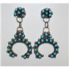 Image 1 : VTG Zuni Snake Eye Turquoise Naja Dangle Earrings Sterling Silver