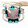 Image 1 : Massive Zuni Inlay Butterfly Cuff Bracelet Sterling Silver Alison Dishta