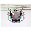 Image 2 : Massive Zuni Inlay Butterfly Cuff Bracelet Sterling Silver Alison Dishta