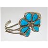 Image 2 : Navajo Kingman Turquoise Naja Cuff Bracelet Statement Native American