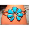 Image 5 : Navajo Kingman Turquoise Naja Cuff Bracelet Statement Native American