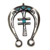 Image 1 : Navajo Sterling Pueblo Cross Turquoise Naja Pendant By Victor Cayatineto