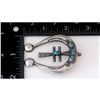 Image 3 : Navajo Sterling Pueblo Cross Turquoise Naja Pendant By Victor Cayatineto