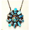 Image 1 : Navajo Golden Hills Turquoise Cluster Bar Necklace Sterling Silver T. Long