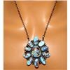 Image 7 : Navajo Golden Hills Turquoise Cluster Bar Necklace Sterling Silver T. Long