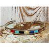 Image 1 : Zuni Turquoise Coral Inlay Stacker Cuff Bracelet Sterling A. Wallace