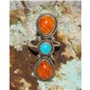 Image 1 : Navajo Orange Spiny Turquoise Ring Sz 7.5 Adjustable M. James