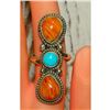 Image 3 : Navajo Orange Spiny Turquoise Ring Sz 7.5 Adjustable M. James