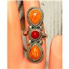 Image 2 : Navajo Orange Spiny Coral Ring Sz 7 Adjustable M. James