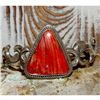 Image 1 : VTG Navajo Orange Spiny Oyster Cuff Bracelet Sterling Sand Cast Adjustable