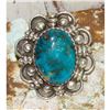 Image 1 : Massive Navajo Morenci Turquoise Ring Sz 8 Adjustable Adam Fierro