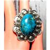 Image 5 : Massive Navajo Morenci Turquoise Ring Sz 8 Adjustable Adam Fierro
