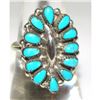 Image 1 : Zuni Turquoise Cluster Ring Size 9.5 Sterling Silver Mary Ann Felix Chavez