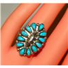 Image 4 : Zuni Turquoise Cluster Ring Size 9.5 Sterling Silver Mary Ann Felix Chavez