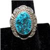 Image 1 : Navajo Kingman Turquoise Ring Sz 8.5 Sterling Silver Native American Signed