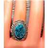Image 5 : Navajo Kingman Turquoise Ring Sz 7.5 Sterling Silver Native American Signed