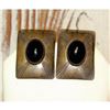 Image 1 : VTG Navajo Onyx Clip On Earrings Sterling Silver Old Pawn Native American