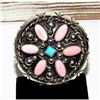 Image 1 : Navajo Pink Conch 7 Turquoise Cluster Ring Size 5 Sterling Silver J Begay