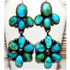 Image 1 : Navajo Sonoran Gold Turquoise Cluster Dangle Statement Earrings Sterling Silver