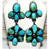 Image 2 : Navajo Sonoran Gold Turquoise Cluster Dangle Statement Earrings Sterling Silver