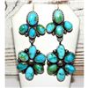 Image 3 : Navajo Sonoran Gold Turquoise Cluster Dangle Statement Earrings Sterling Silver