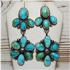 Image 4 : Navajo Sonoran Gold Turquoise Cluster Dangle Statement Earrings Sterling Silver