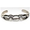 Image 1 : Navajo Sterling Silver Sand Cast Cuff Bracelet Bennet Yazzie Native Stacker