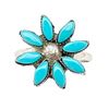 Image 1 : Zuni Sterling Silver Turquoise Cluster Ring Size 6 D Leekity