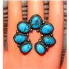 Image 4 : Navajo Naja Ring Size 9 Kingman Turquoise Statement Ring Native Signed