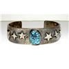 Image 1 : Navajo Kingman Turquoise Tufa Cast Sterling Stars Bracelet 7" Kevin Yazzie