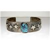 Image 2 : Navajo Kingman Turquoise Tufa Cast Sterling Stars Bracelet 7" Kevin Yazzie