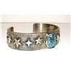 Image 3 : Navajo Kingman Turquoise Tufa Cast Sterling Stars Bracelet 7" Kevin Yazzie