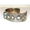 Image 4 : Navajo Kingman Turquoise Tufa Cast Sterling Stars Bracelet 7" Kevin Yazzie