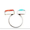 Image 3 : Navajo Turquoise Orange Spiny Ring Sz 8 Adjustable Sterling Silver J Long